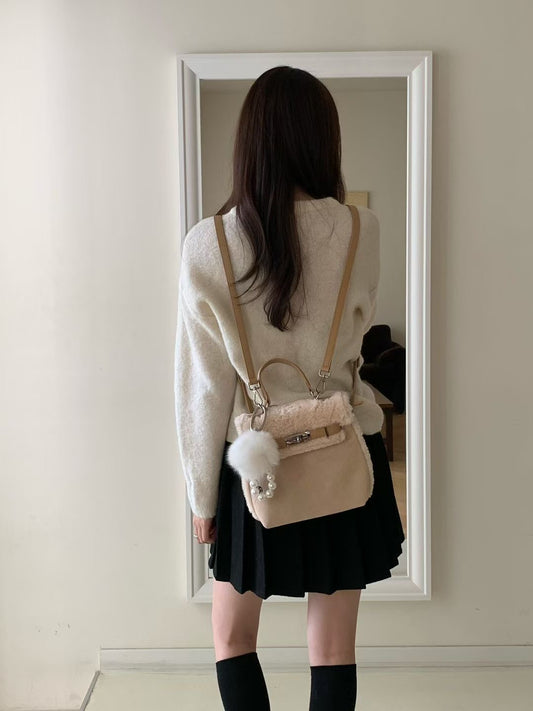 Korean APM Collection Stuffy Two Colors Leather Bag (Instock)