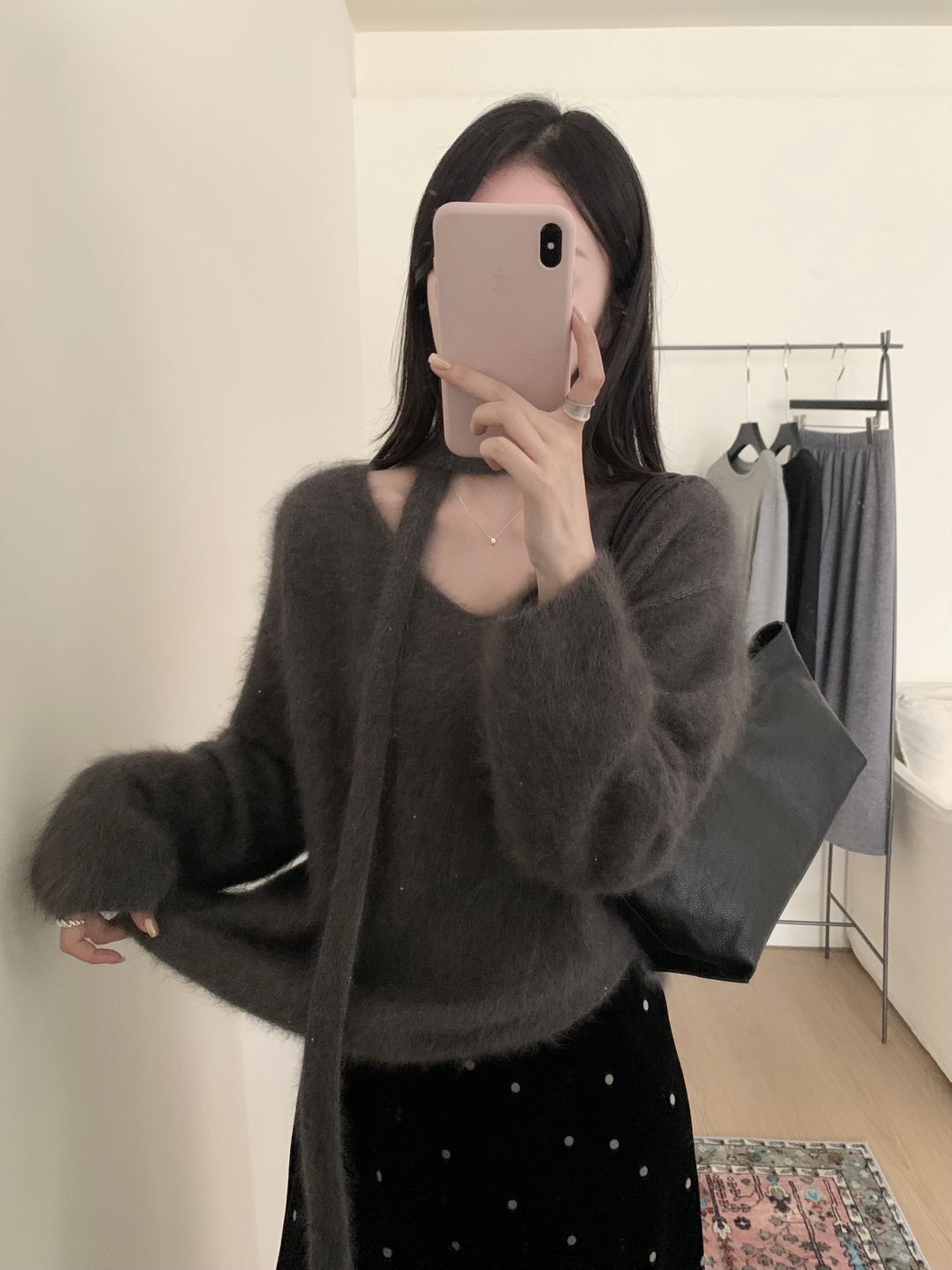 Kelly Designs Soft Mink-Touch V-Neck Knit Sweater with Matching Scarf Tie (Instock)
