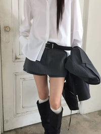 Korean APM Collection Pinstripe Layered Skirt Shorts - 2 Colors (Instock)