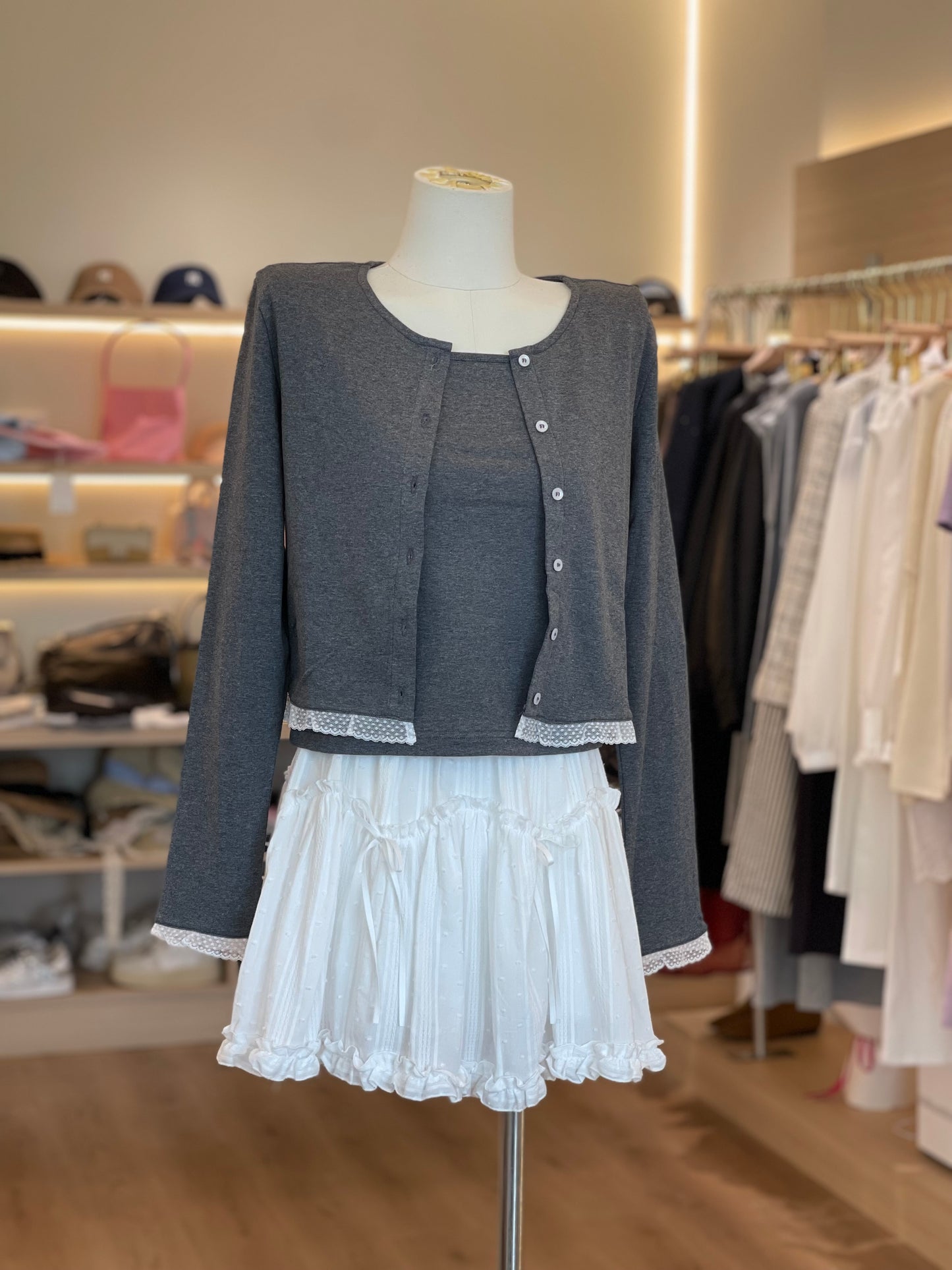 Kelly Designs Three Colors Cami Top and Cardigan Set (Instock)