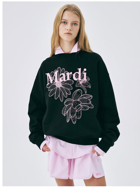 Mardi Mercredi SWEATSHIRT TRIPLE FLOWER_BLACK PINK(Instock)