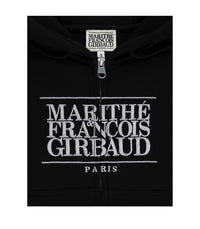 Marithe W Embroidery Classic Logo Crop Hoodie Zipup Black(Instock)