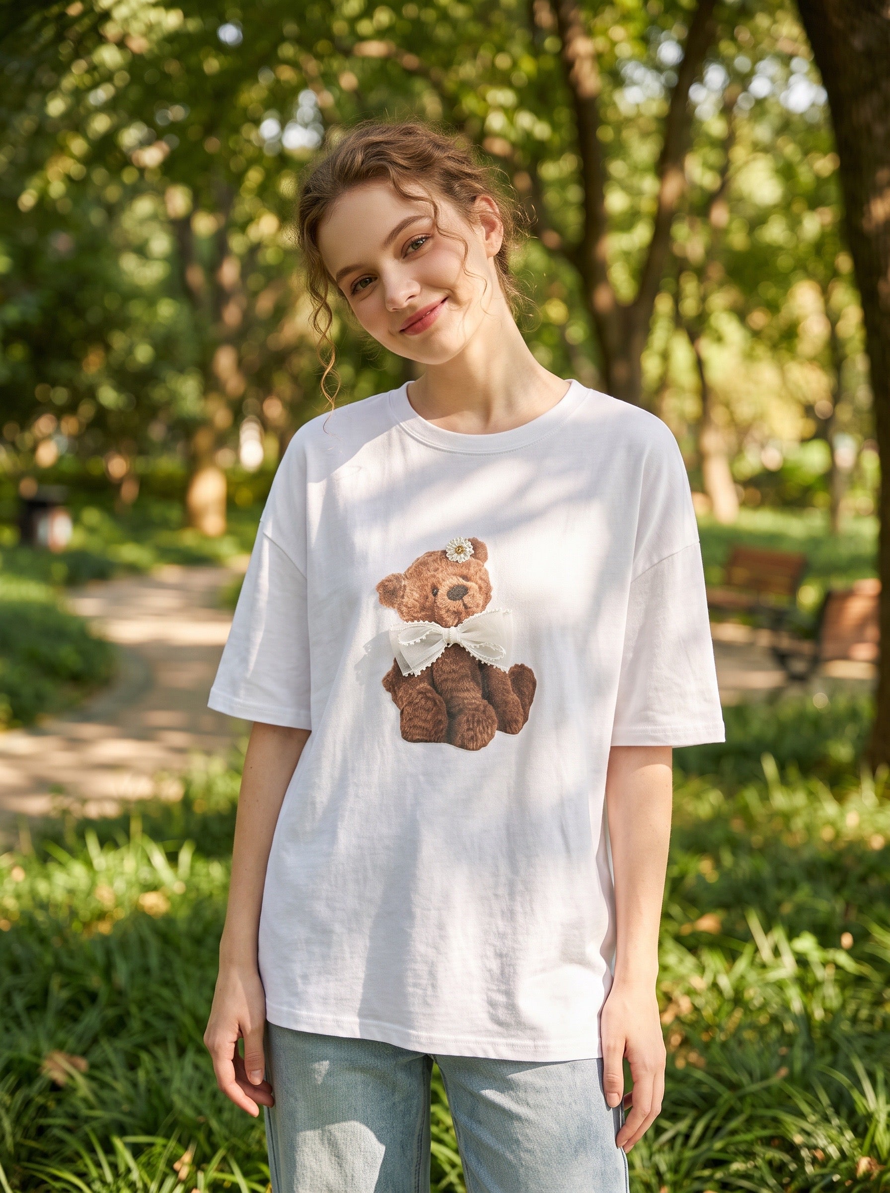 Korean APM Collection Hand Made Bear Tshirt -2 Colors (Instock)