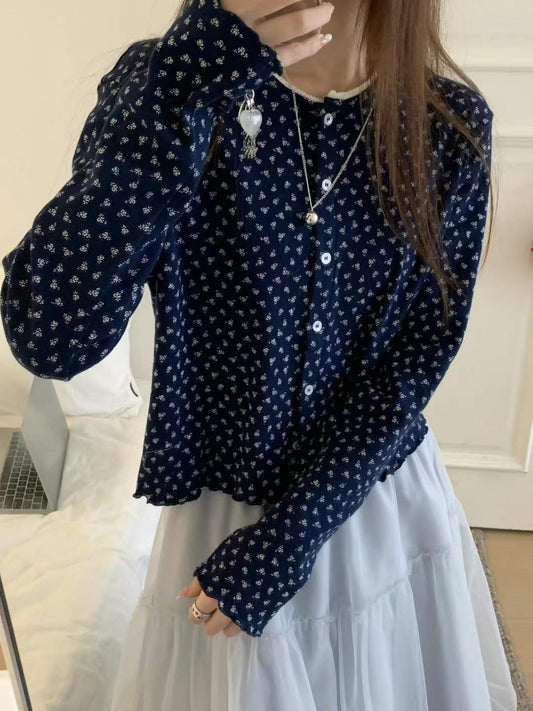 Kelly Designs Floral Knit Navy Cardigan (Instock)