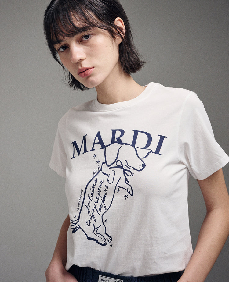 Mardi Mercredi SLIM TSHIRT SWING THE TAIL DDANJI_IVORY NAVY (Instock)