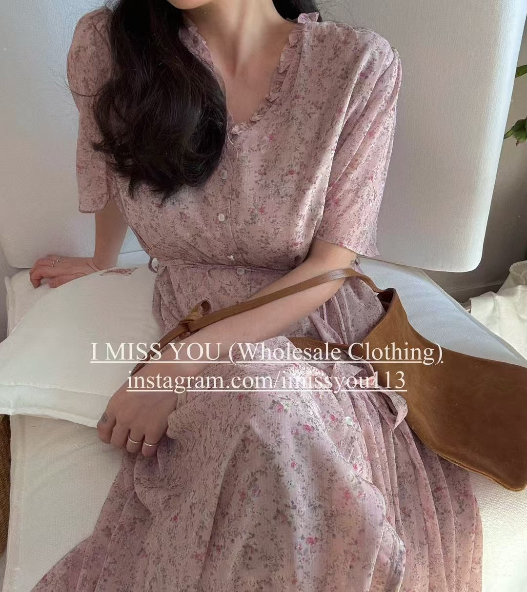Korean APM Collection I Miss You Pink Flower Dress (Instock)