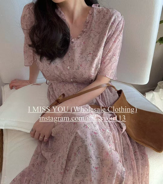 Korean APM Collection I Miss You Pink Flower Dress (Instock)