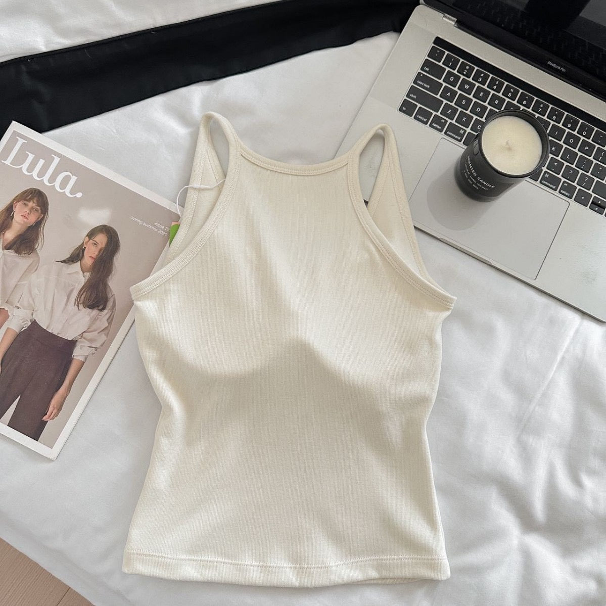 Kelly Designs Soft Ribbed Seamless Tank with Built-In Bra Top (Instock)