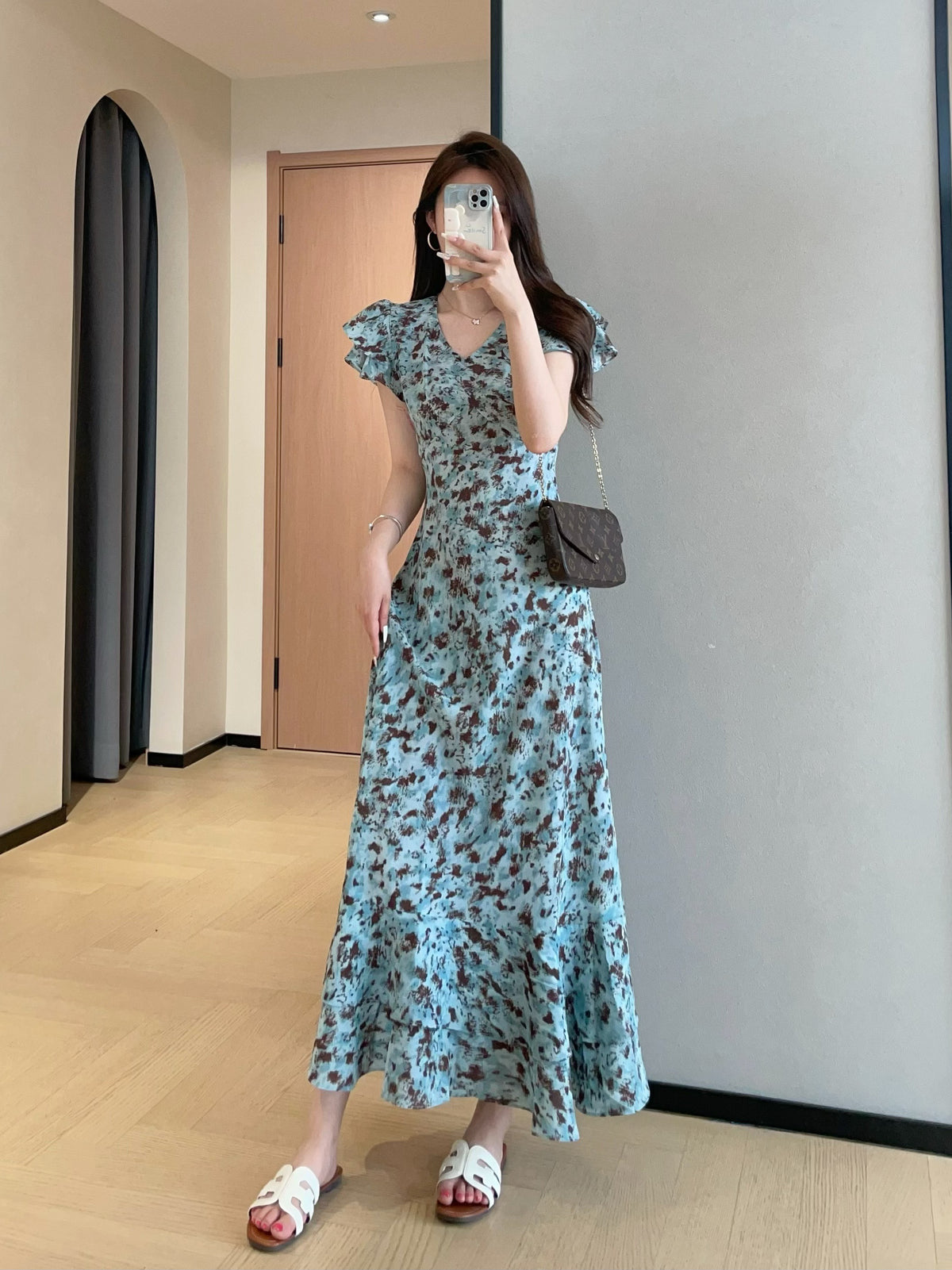 Kelly Designs Mulberry Silk Floral Maxi Dress – Sleeveless V-Neck Bias Cut Dress (Instock)