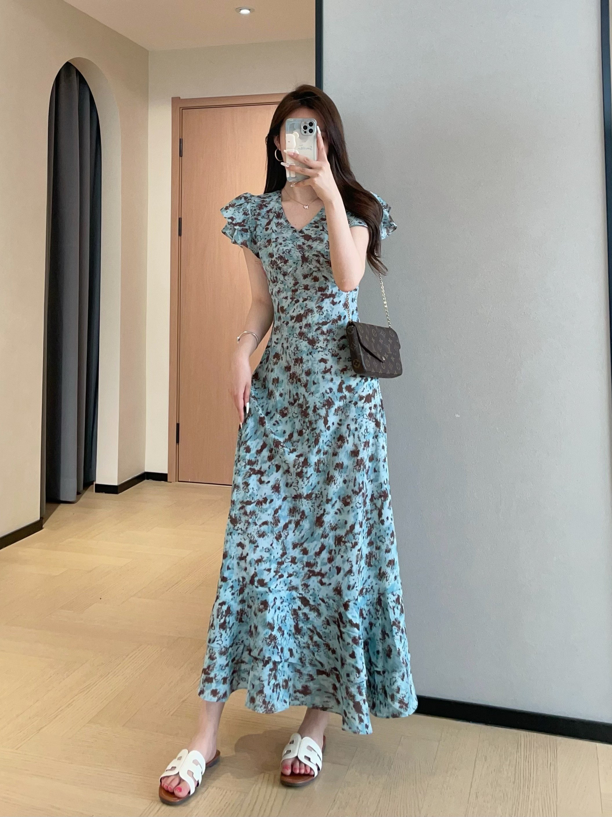 Kelly Designs Mulberry Silk Floral Maxi Dress – Sleeveless V-Neck Bias Cut Dress (Instock)
