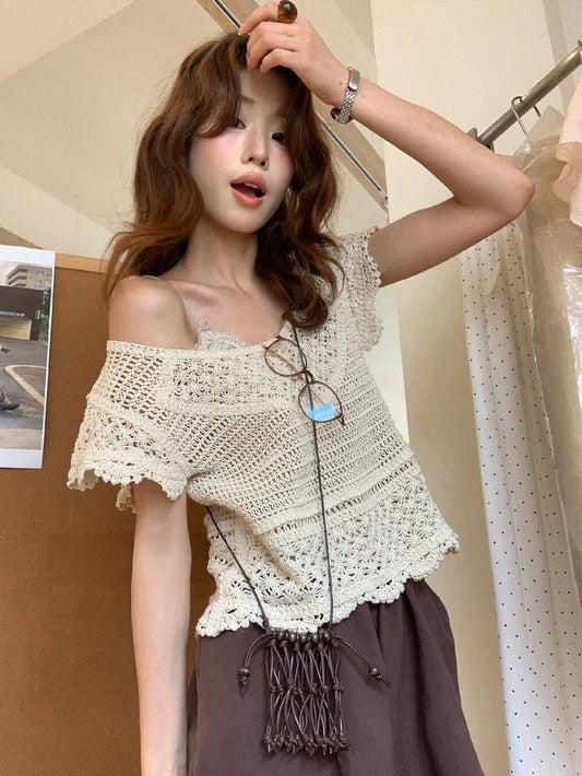 Kelly Designs Hollow-out knitted top - without belt (Instock)