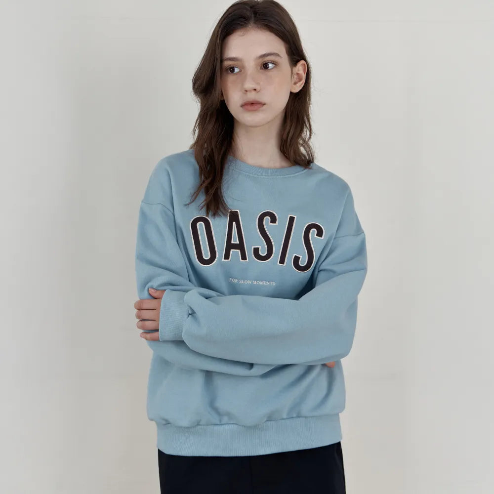Korean OASIS Graphic Oversized Sweatshirt – Cloud Blue (Instock)