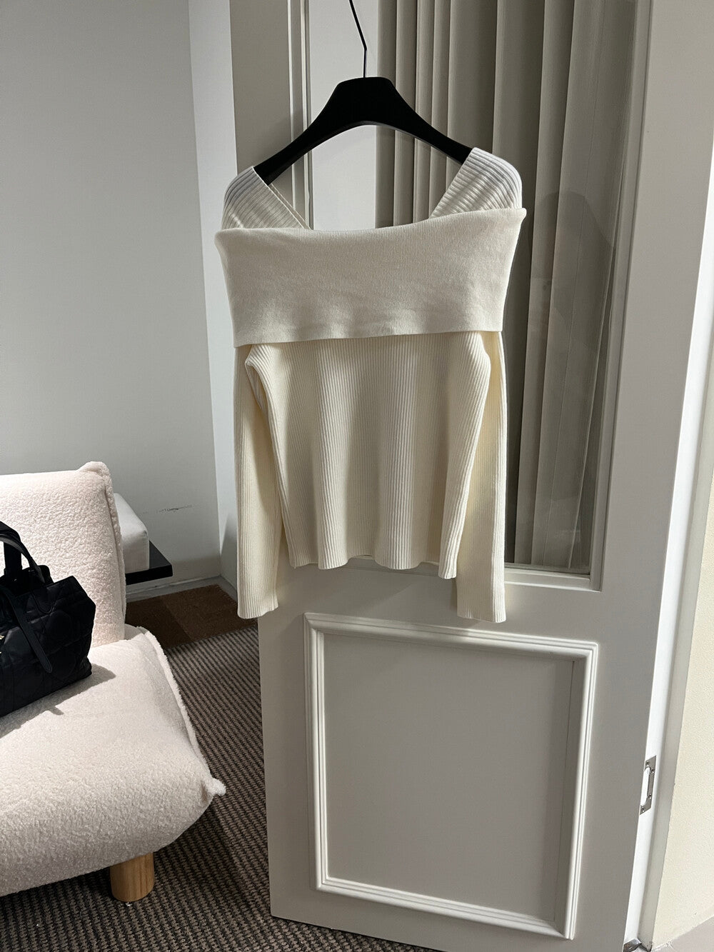 Kelly Designs French-Style Off-Shoulder Ribbed Knit Top – Soft & Fitted (Instock)