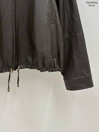 Korean Faux Leather Zip-Up Jacket – Brown (Instock)