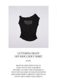 Rolarola LETTERING DRAPE OFF SHOULDER T-SHIRT BLACK (Instock)