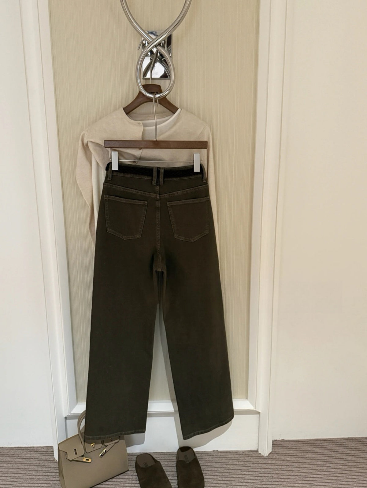 Kelly Designs Mocha Brown Washed Stretch Wide-Leg Jeans (Instock)
