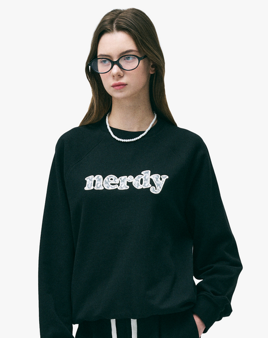 Korean Collection Nerdy Lace applique sweatshirt melangie Navy (Instock)