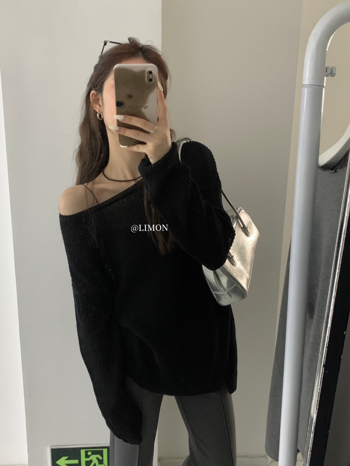 Kelly Designs Lose Fitting Black Knitting Sweatshirt (Instock)