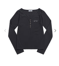ASON Wish Ribbed Button Long Sleeve Tee – Charcoal (Instock)