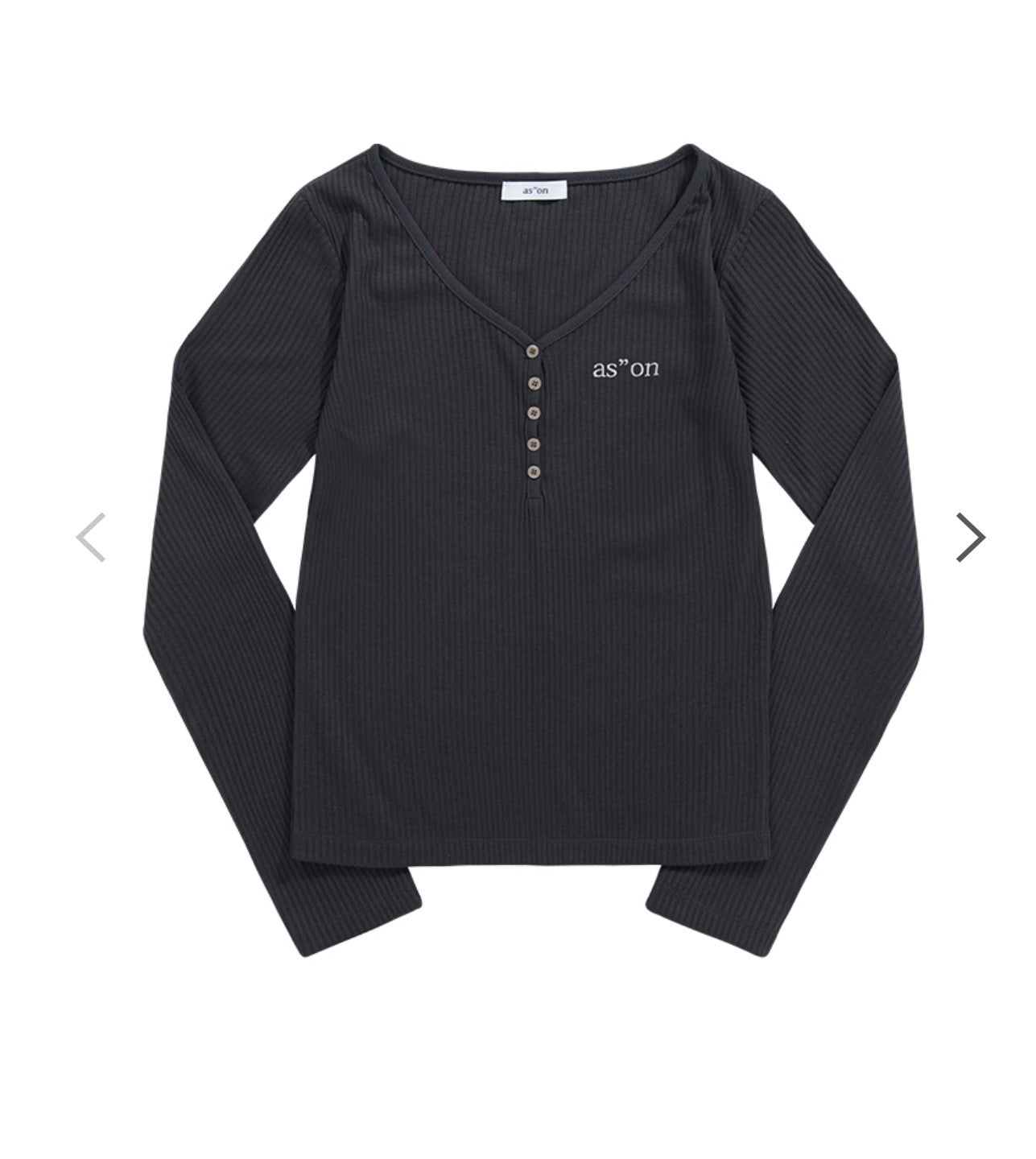 ASON Wish Ribbed Button Long Sleeve Tee – Charcoal (Instock)