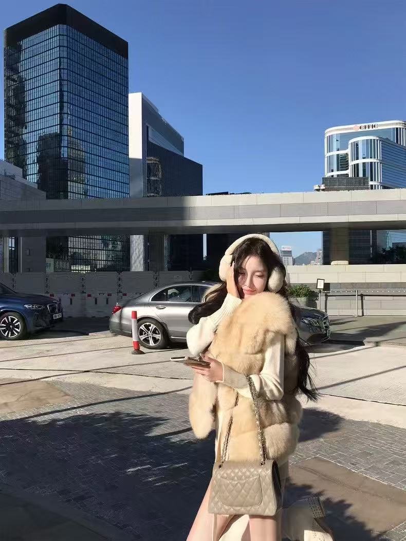 Kelly Designs Fox Fur Vest 2 colors Jacket (Instock)