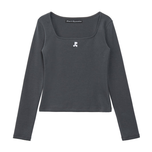 Rest&Recreation SQUARE NECK LONG SLEEVE - CHARCOAL  (Preorder)