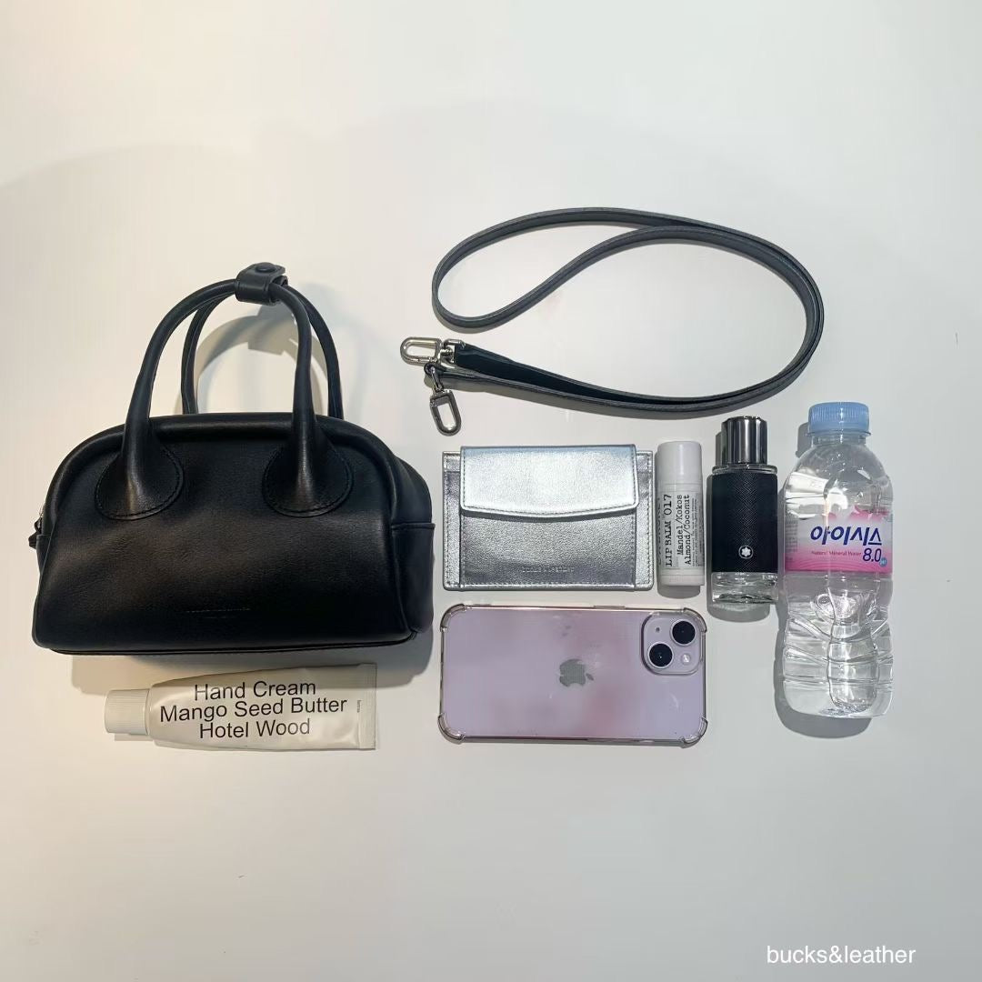 Korean APM Collection BUCKS&LEATHER Black Leather Bag (Preorder)