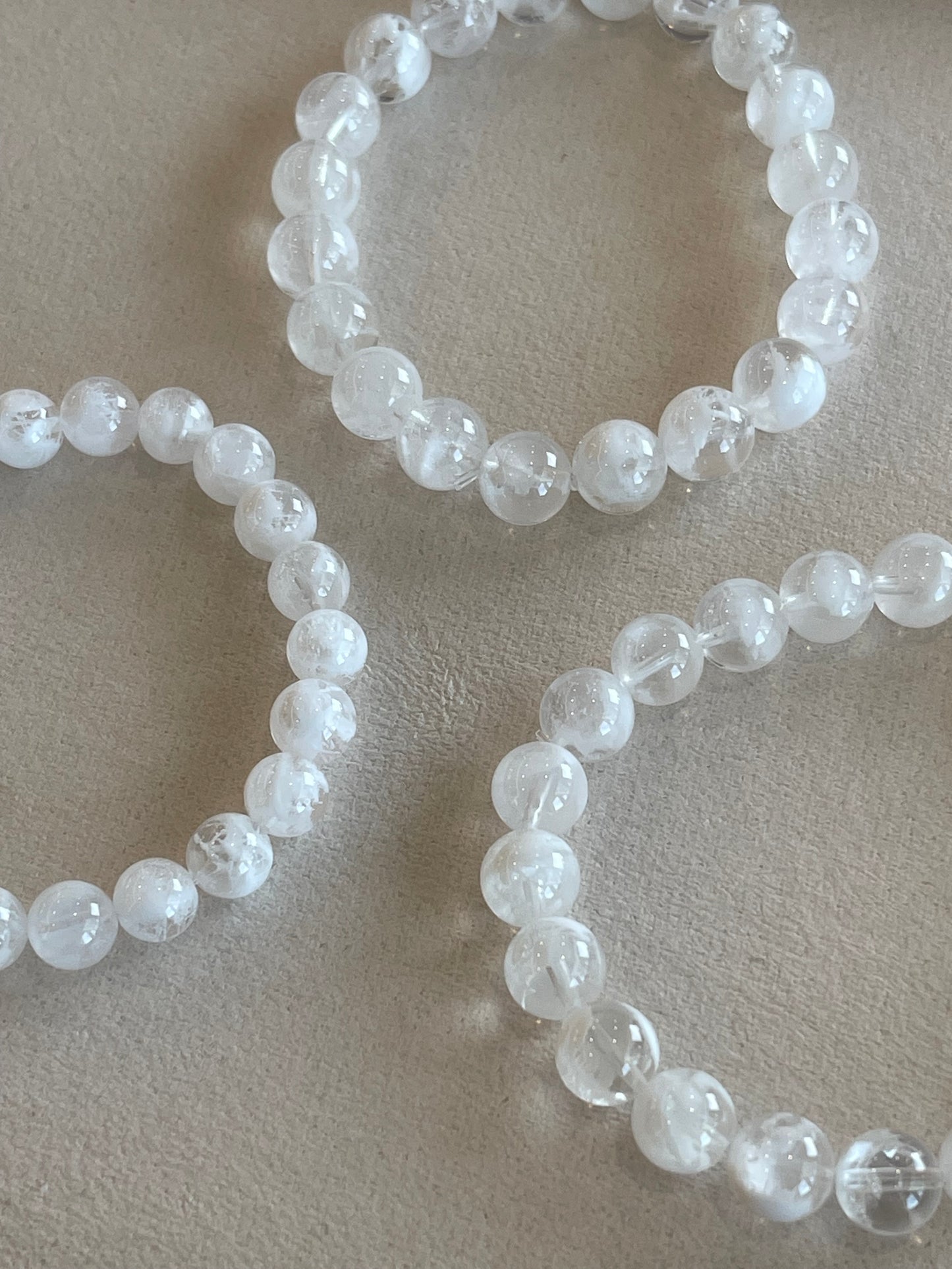 Kelly Designs White Snow Ghost Natural Crystal Bracelet (Instock)