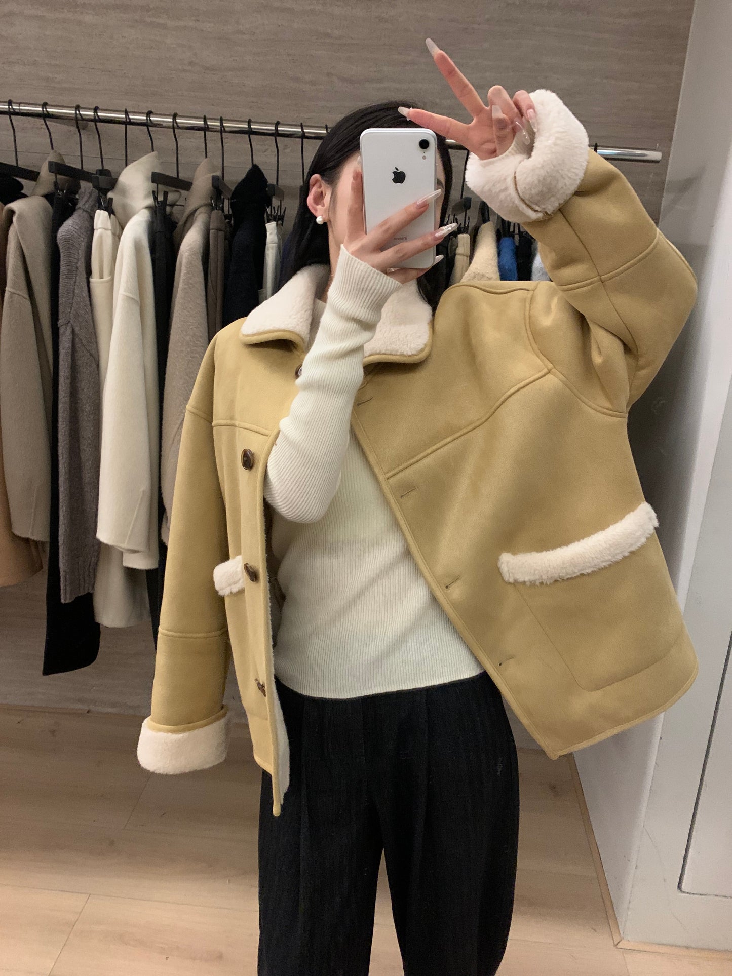 Kelly Designs Fur Khaki Jacket with Bag(Instock)