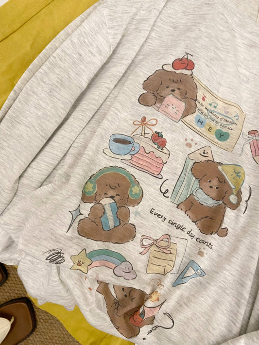 Kelly Designs Two Colors Kawaii Dog Sun Shirt – Long Sleeve (Instock)