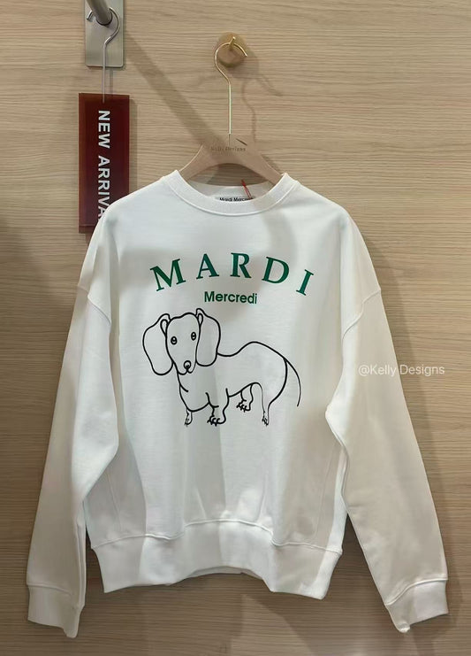 Mardi Mercredi Sweatshirt Ddanji  Green White(Instock)
