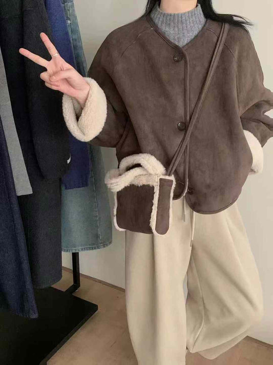 Kelly Designs Shearling Dark Brown Jacket (Instock)