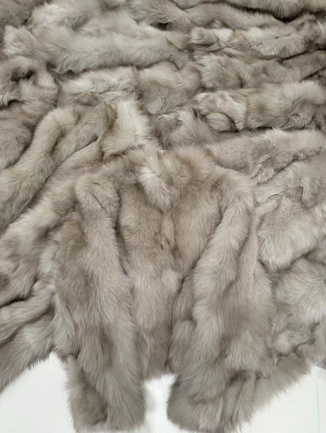 Kelly Designs Taupe Fox Fur Jacket with High Neck (Instock)