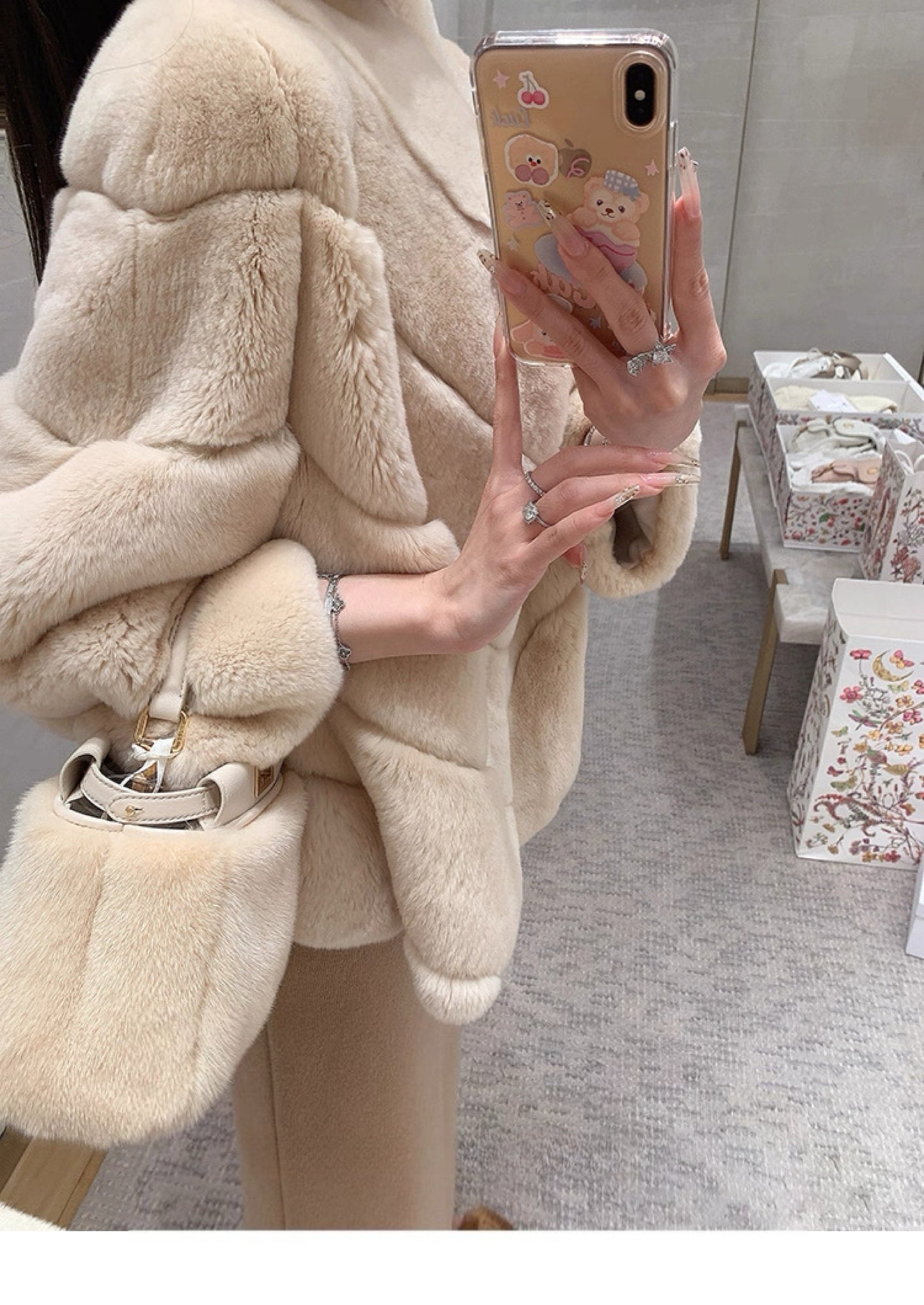 Kelly Designs Imported Rex Rabbit Fur Coat – 4 Colors | Luxury Winter Outerwear (Instock)