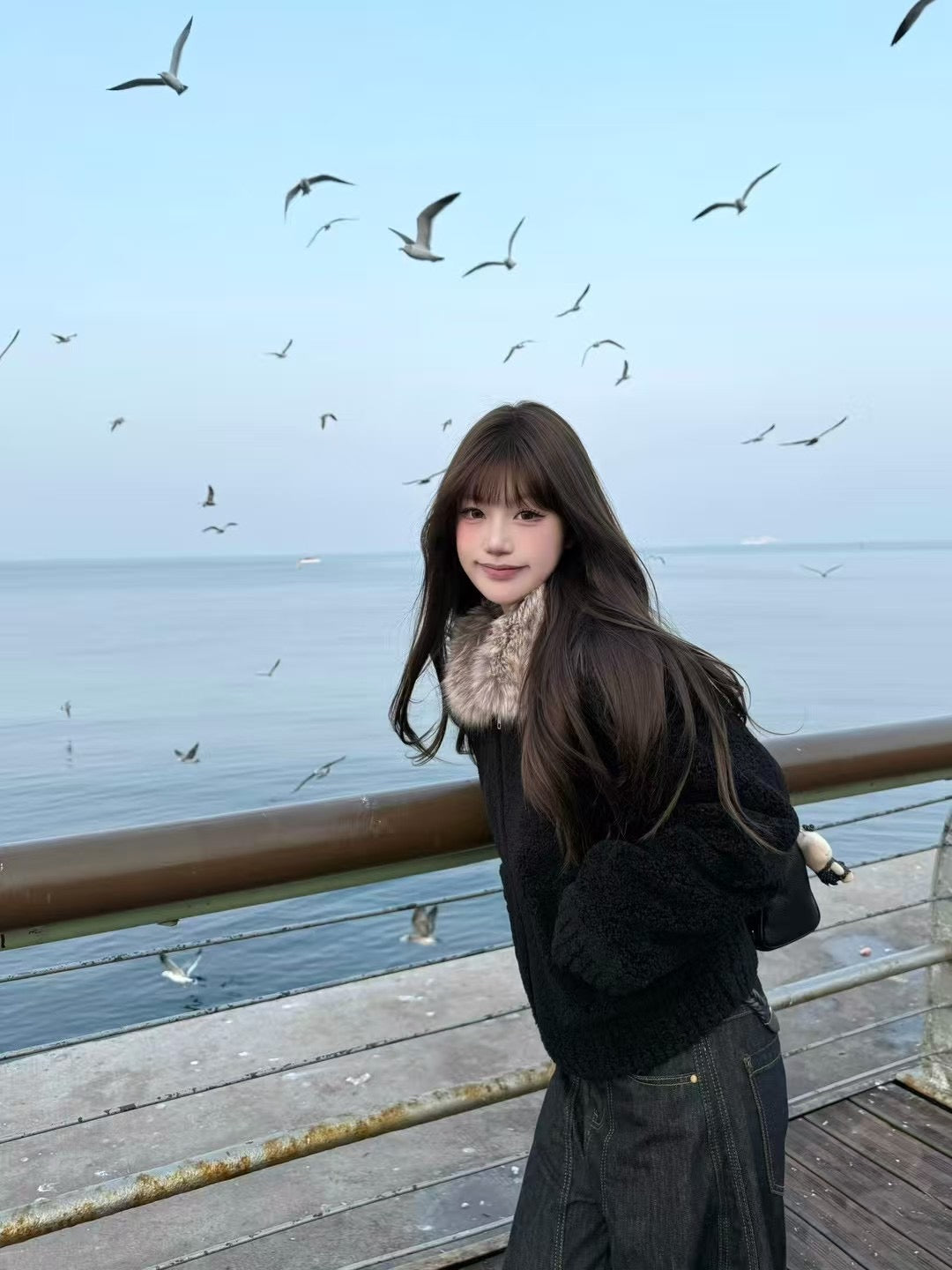 Kelly Designs Eco-Fur Cropped Jacket with Plush Collar – Soft, Warm & Chic (1-2 weeks)