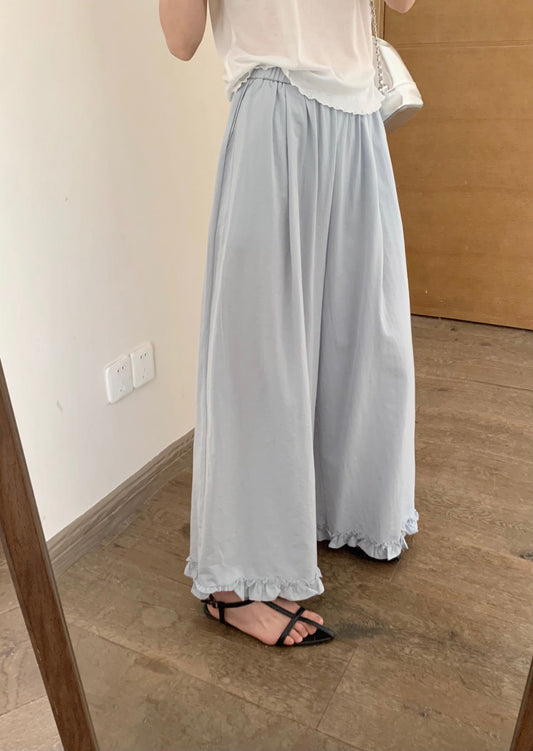 Kelly Designs Linen Lace Wide-Leg Blue Pants (Instock)