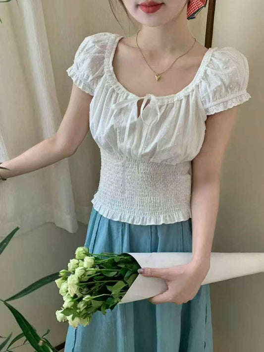 Kelly Designs U Neck White Blouse (Instock)