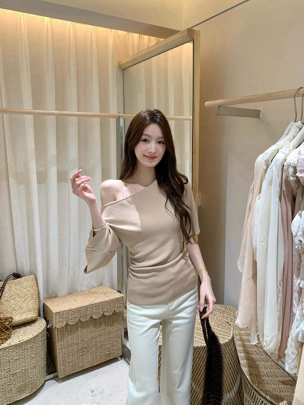 Kelly Designs Asymmetrical Off-Shoulder Slim Top - 2 Colors (Instock)