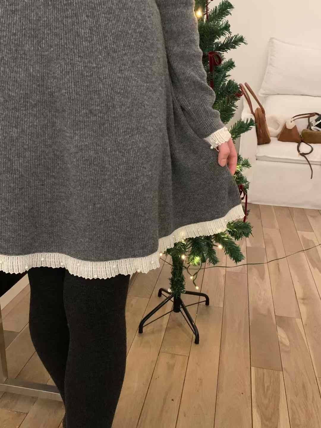 Kelly Designs V Neck Wool Grey Dress (Instock)