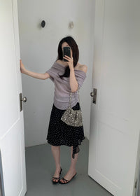 Kelly Designs Off Shoulder Knit Purple Top(Instock)