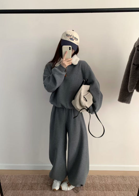 Kelly Designs Fleece-Collar Sweat Set | Cozy Two-Piece Lounge Outfit (Instock)