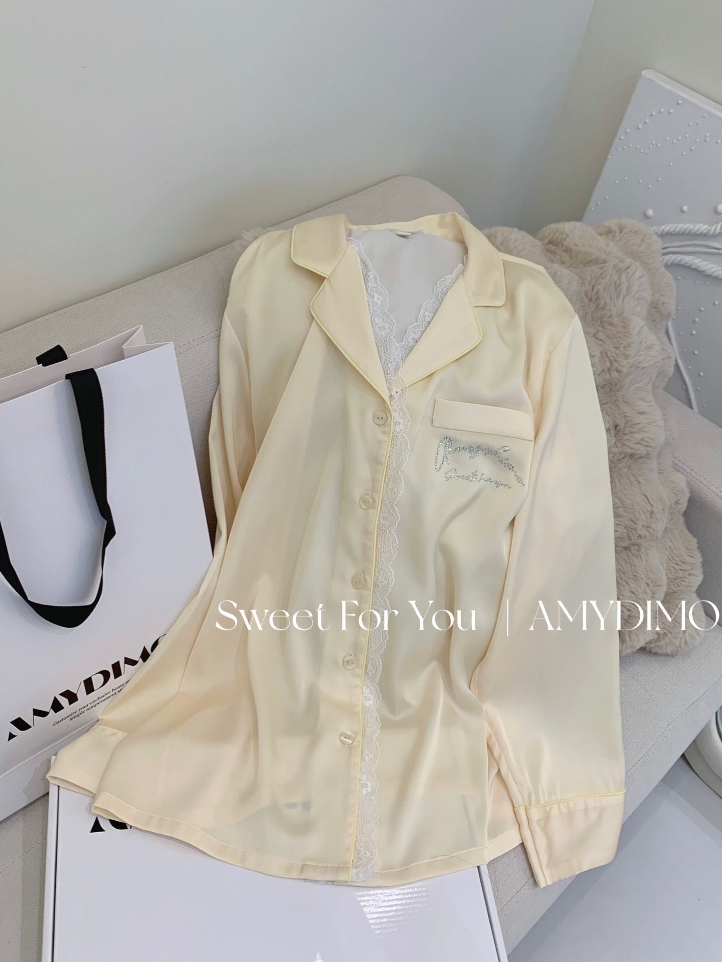 Amydimo Yellow Lace Female Pajama(Preorder)