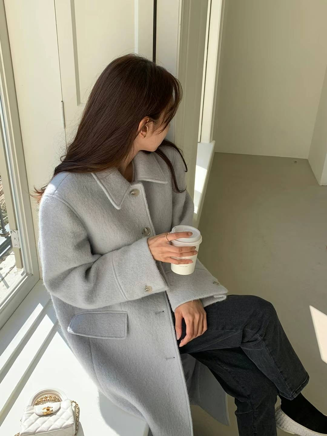 Korean APM Collection Vegetable-Riette Blue Wool Coat (Instock)