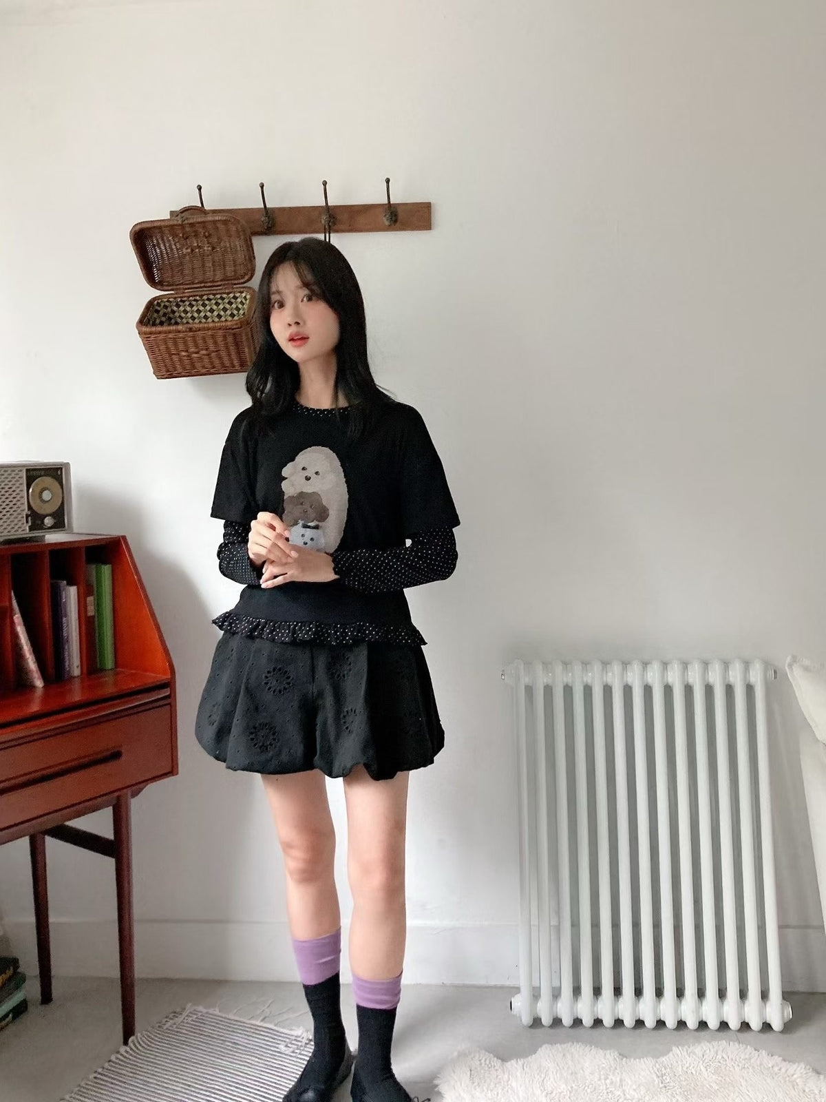Korean APM Collection Puppy Layered Long Sleeve Top - 2 Colors (Instock)