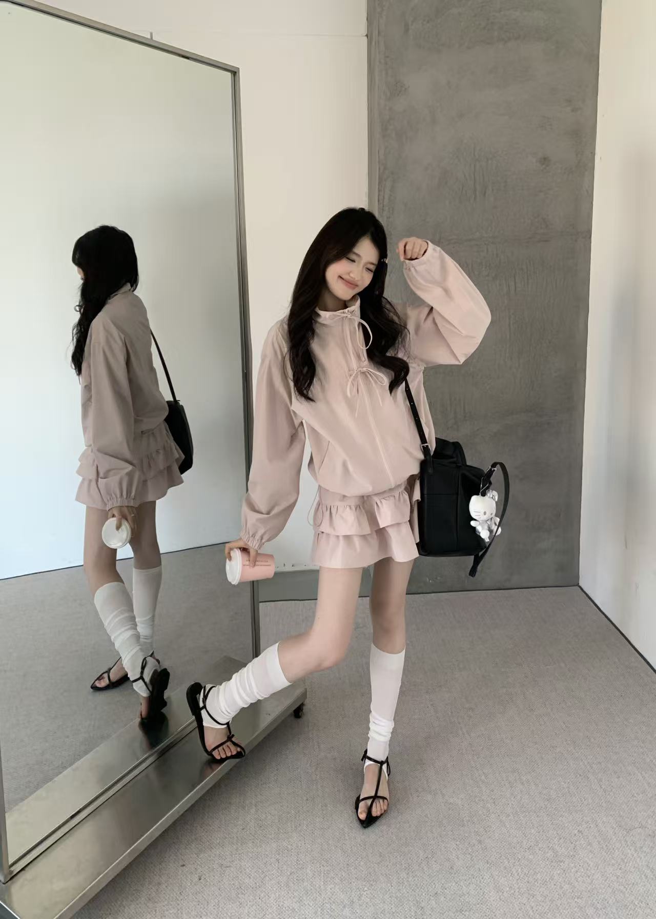 Kelly DesignsSun protection Jacket & Skirt Shorts Set - Pink/White (Instock)