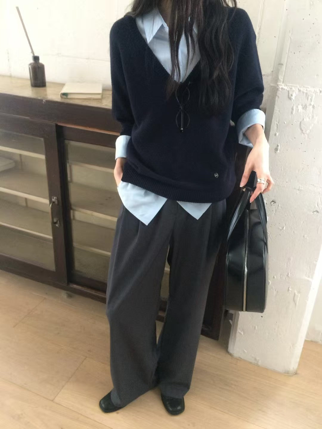 Korean APM Collection Two Colors Suit Pants - Half Elastic Designs (Instock)