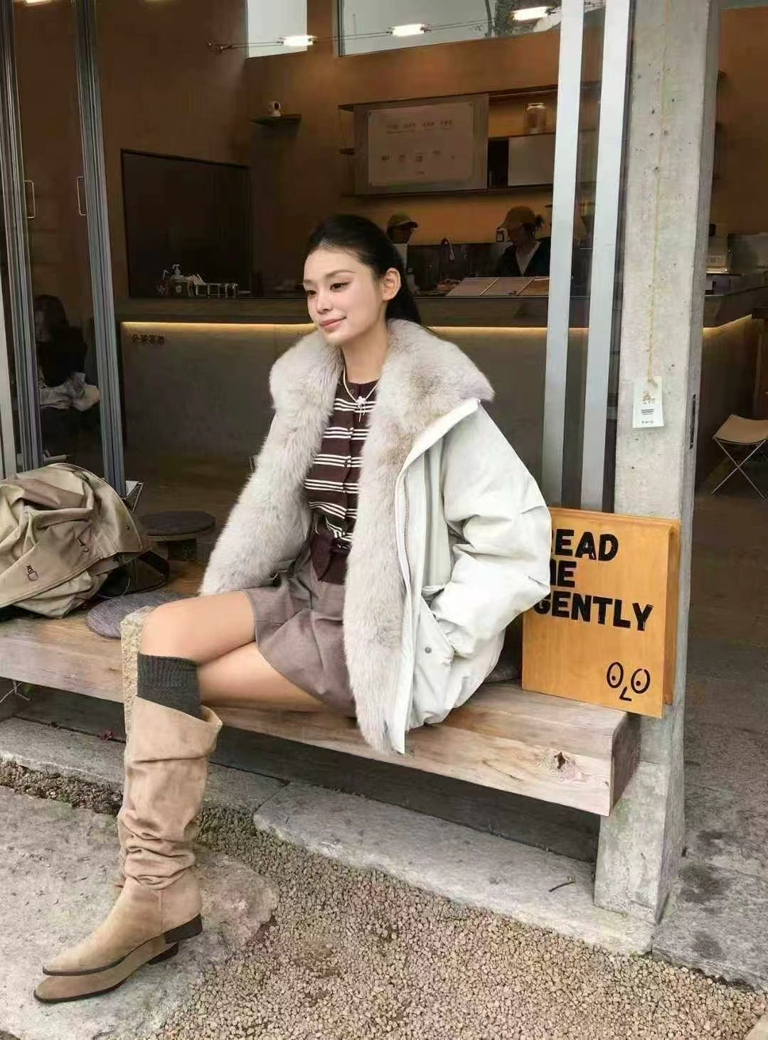 Kelly Designs Goose Down Jacket with Genuine Fox Fur Trim (Preorder)