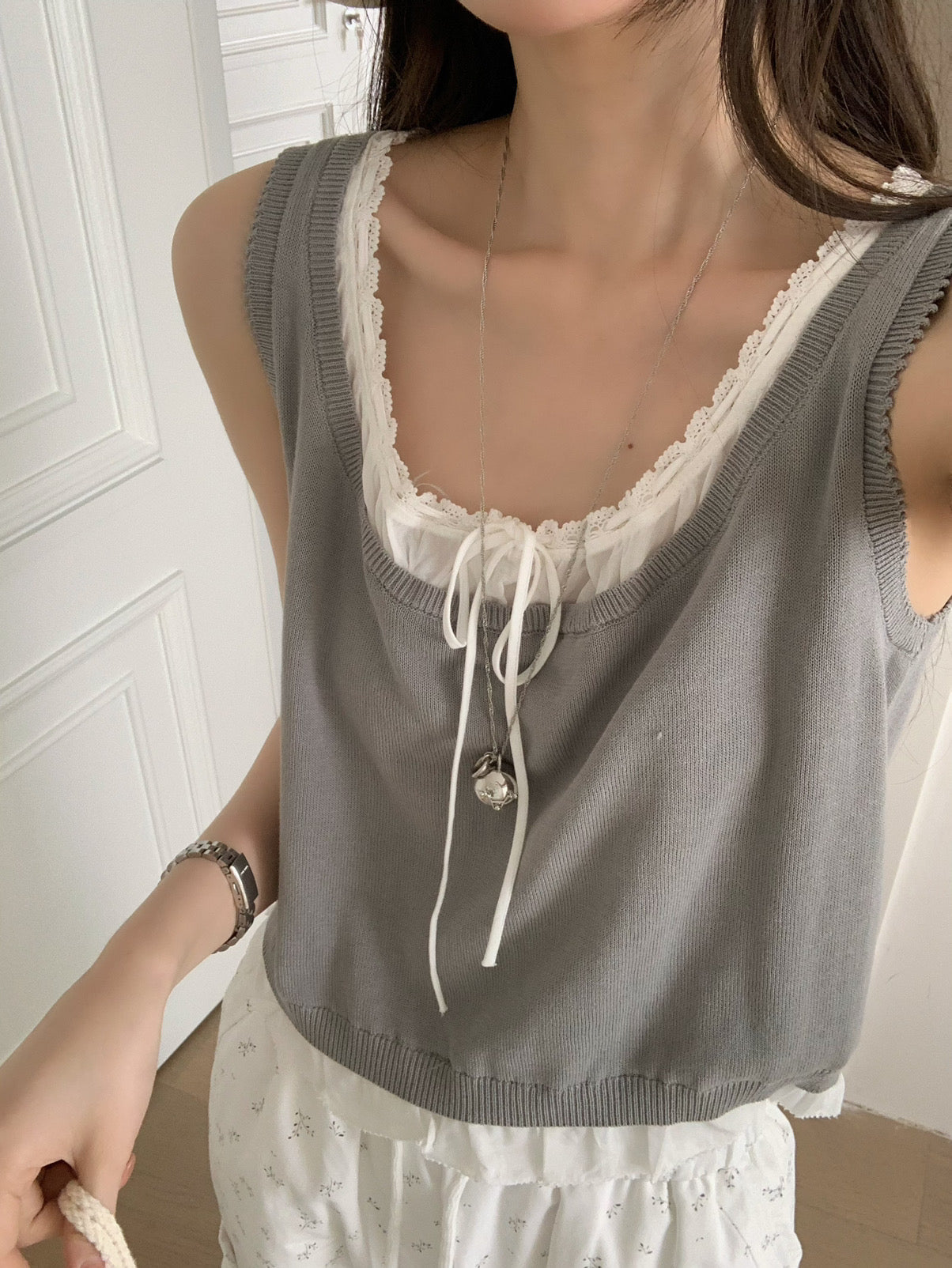 Kelly Designs Fake 2pcs tank top-2 Colors（Instock)