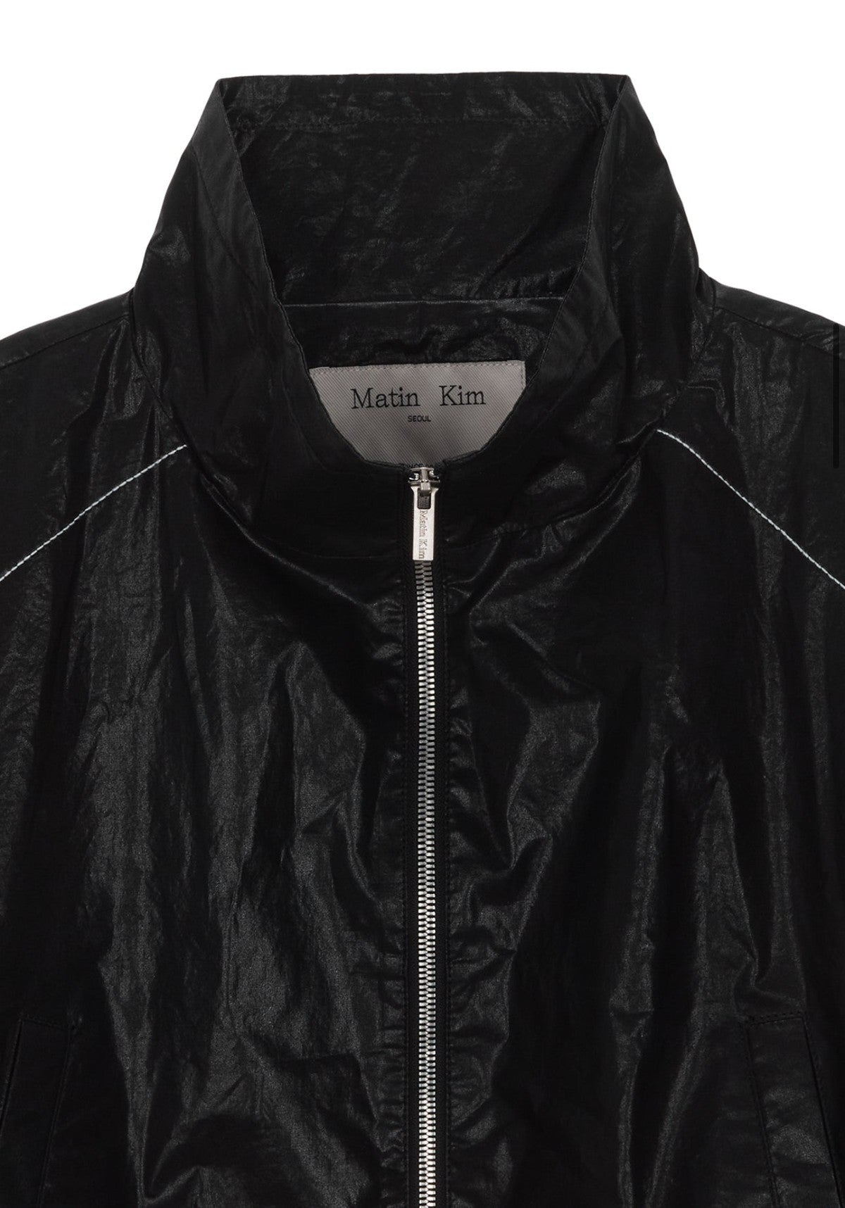 MATIN KIM MATIN COATING CROP BLOUSON IN BLACK (Instock)