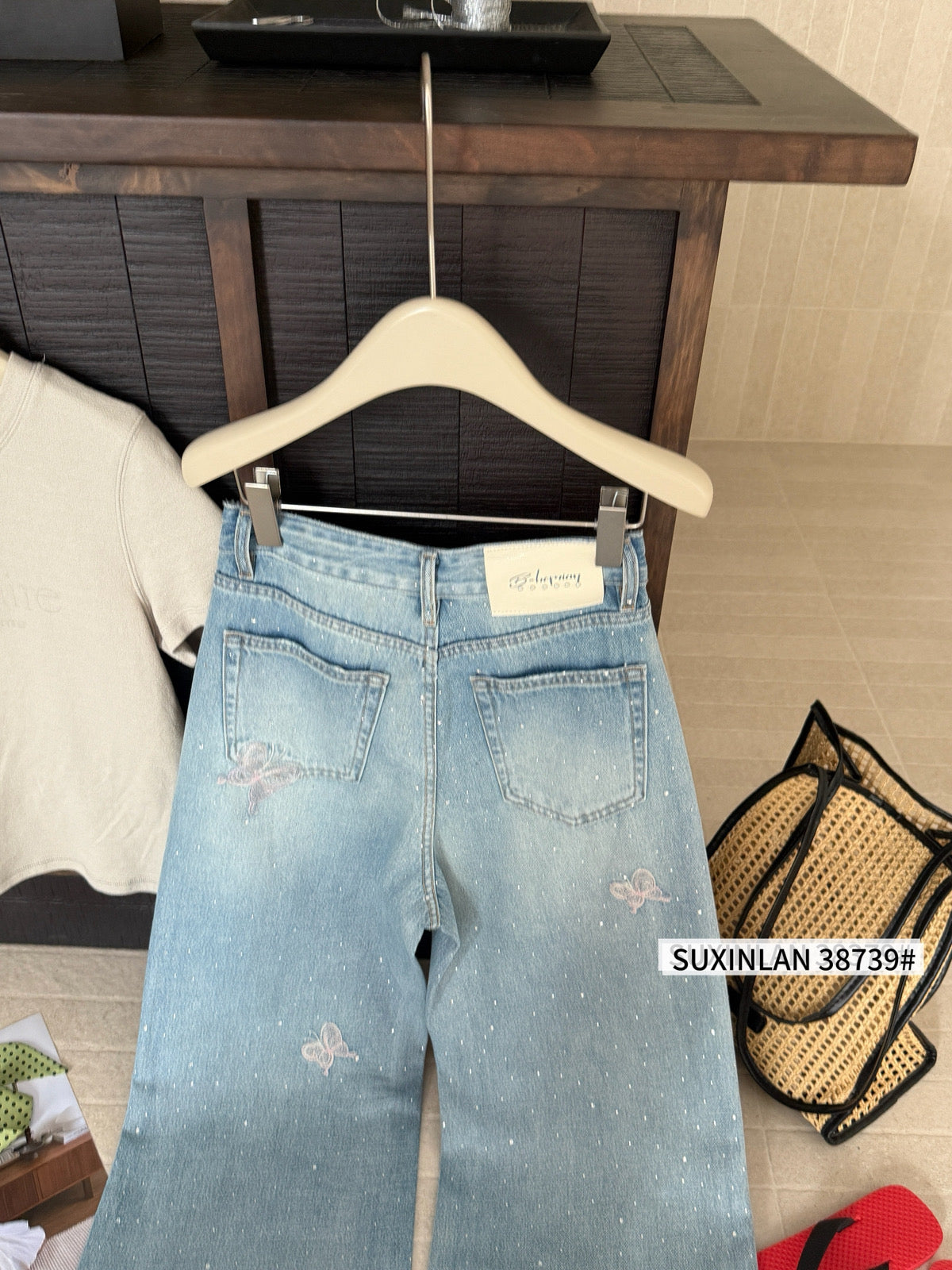 Kelly Designs Four Season Embroidery Butterflies Jeans(Instock)